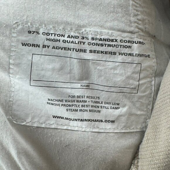 Mountain Khakis Tan Corduroy Pants Mens Size 38x33 Relaxed Fit Durable Casual - Picture 9 of 9